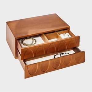 A New Day Two Drawer Wooden Mid-Century
Modern Jewelry Organizer